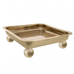 Διακοσμητικός Δίσκος Με Πόδια Μεταλλικός Χρυσός 28x28x7εκ. iliadis 86770