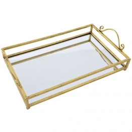 Δίσκος Με Καθρέπτη Μεταλλικός Χρυσός 40x25x5εκ. iliadis 66936