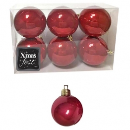 Σετ Μπάλες 6τμχ Περλέ Κόκκινες Δ10εκ. Xmas fest 93-3530