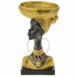 Διακοσμητική Επιτραπέζια Γυναικεία Φιγούρα Polyresin Μαύρη-Χρυσή 17x17x30εκ. iliadis 82066