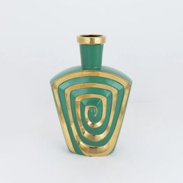 Βάζο Κεραμικό Χρυσό-Πράσινο 20,2x7x30εκ. ESTHETI 752-20343