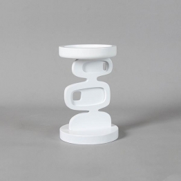 Κηροπήγιο Μεταλλικό-Ξύλινο Λευκό 12x18,5εκ. ESTHETI 819-00164