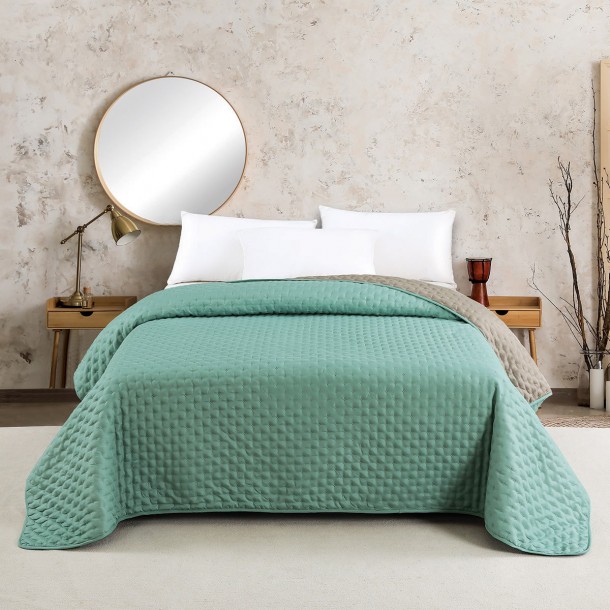 Κουβερλί 2 Όψεων Microfiber Μονό 160x240εκ. Renzo Aqua- Dark Grey Melinen 20003330