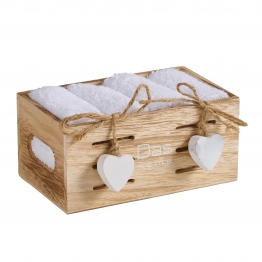 Σετ Πετσέτες Χεριών 4τμχ Soft White Με Καλάθι 4006 Das Home