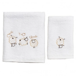 Σετ Πετσέτες 2τμχ Μπεμπέ Βαμβακερές Sheep Εκρού 57593