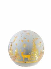 Χριστουγεννιάτικη Διακοσμητική Μπάλα Γυάλινη Με Led Λευκή 12x11,5εκ. Zen Collection 25.39.51818