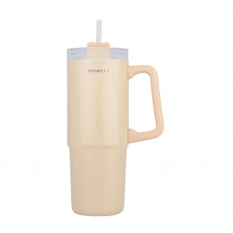 Θερμός Ανοξείδωτος Straw Tumbler 14x8,8x22,5εκ.-900ml Homely Sandstone Estia 01-34504