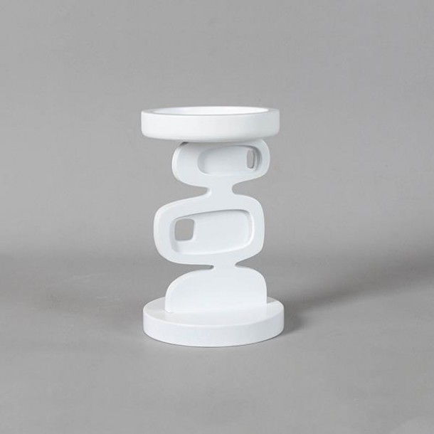 Κηροπήγιο Μεταλλικό-Ξύλινο Λευκό 12x18,5εκ. ESTHETI 819-00164