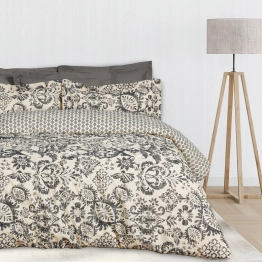 Σετ Σεντόνια Βαμβακερά King 260x280εκ. Happy 9677 Taupe-Μαύρο Das Home