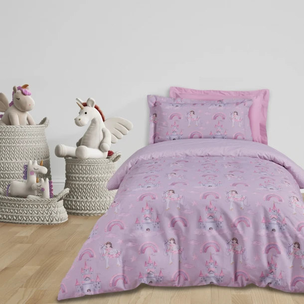 Σετ Σεντόνια Polycotton Μονά 170x260εκ. Kid Line 4932 Μωβ Das Kids