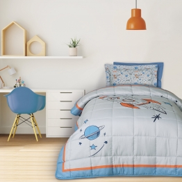 Πάπλωμα 2 Όψεων Microfiber Μονό 160x220εκ. Μπλε-Γκρι-Πορτοκαλί 4912 Das Kids