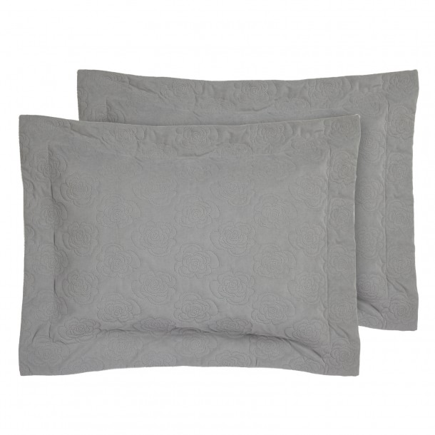Ζεύγος Μαξιλαροθήκες Microfiber 50x70+8εκ. Happy 0287 Grey Das Home