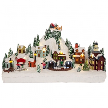 Χριστουγεννιάτικη Παράσταση Polyresin-Πλαστικό Με Φως-Μουσική & Κίνηση Χωριό 41x16x24εκ. iliadis 90754
