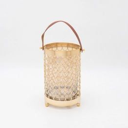 Φανάρι Μεταλλικό-Γυάλινο Χρυσό 14x22εκ. ESTHETI 819-00253