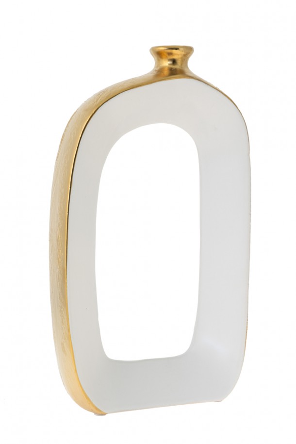 Βάζο Κεραμικό Λευκό Ματ-Χρυσό 19x6,5x34,5εκ. Zen Collection 24.25.50200