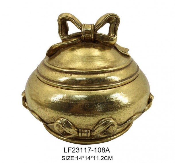 Μπιζουτιέρα Polyresin Χρυσή Oriana Ferelli 14x14x11,2εκ. XL23117108