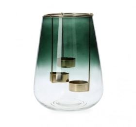 Κηροπήγιο Γυάλινο Πράσινο 15x20εκ. Galia Homla 208340