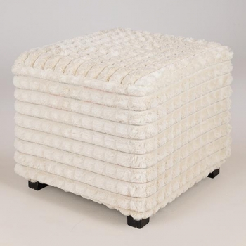 Σκαμπώ Βελούδο-Ξύλινο Λευκό 42x42x40εκ. ESTHETI 750-14028