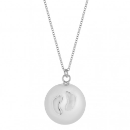 Μενταγιόν Εγκυμοσύνης Επάργυρο-Χάλυβας 110εκ. Bola Willow Silver Πατουσάκια Proud Mama PM-655