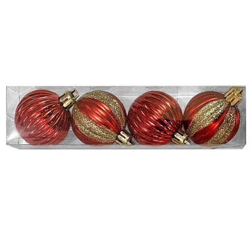 Σετ Μπάλες 4τμχ Κόκκινες-Χρυσές Δ4εκ. Xmas fest 93-3908