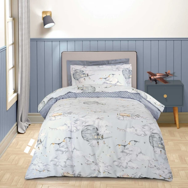 Σετ Σεντόνια Βαμβακερά Μονά 170x260εκ. Essential 8852 Γκρι Greenwich Polo Club