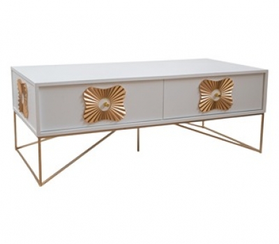 Τραπεζάκι Σαλονιού Mdf Λευκό-Χρυσό 120x60x45εκ. Zen Collection 24.39.51295