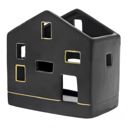 Κηροπήγιο Κεραμικό Σπίτι Μαύρο-Χρυσό iliadis 10x6x10εκ. 81478