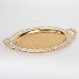 Δίσκος Polyresin Λευκός-Χρυσός 44x3,5x28εκ. ESTHETI 752-16080