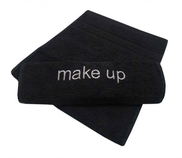 Πετσέτα Βαμβακερή Με Κέντημα Make Up 30x50εκ. Μαύρη Plain Line