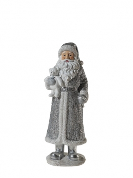 Χριστουγεννιάτικος Διακοσμητικός Άγιος Βασίλης Polyester Λευκός-Ασημί 9x9x28εκ. Zen Collection 25.42.51986