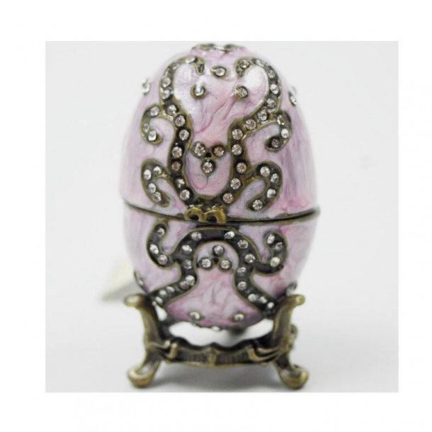 Διακοσμητικό Κουτάκι Μινιατούρα Αυγό Ροζ Με Σμάλτο & Στρας Royal Art 7εκ. BOS3561P