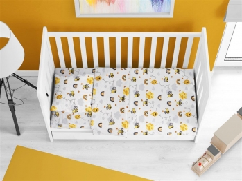Παπλωματοθήκη Βαμβακερή Κούνιας 120x160εκ. Honey Bee 545 White-Yellow Dimcol