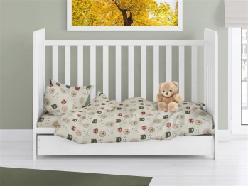Παπλωματοθήκη Βαμβακερή Κούνιας 120x160εκ. Big Cats 27 Light Olive DimCol