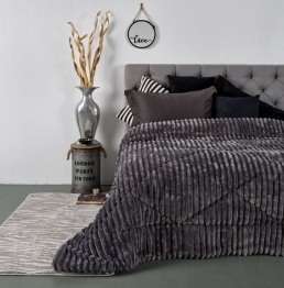 Κουβερτοπάπλωμα Flannel-Sherpa Ζακάρ Υπέρδιπλο 220x240εκ. Cortina Grey SB HOME