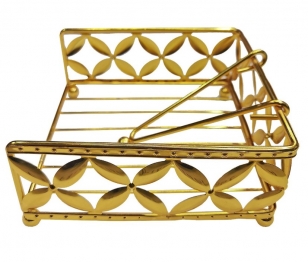 Χαρτοπετσετοθήκη Μεταλλική Χρυσή 16x16x7εκ. Homie 80-2109