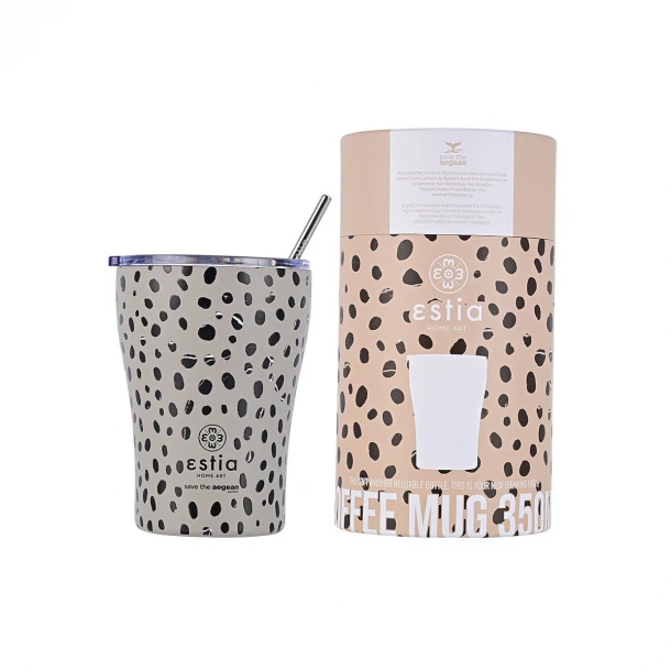 Θερμός-Ποτήρι Ανοξείδωτο Coffee Mug Leopard Taupe Save The Aegean Estia 350ml-7x13εκ. 01-16852