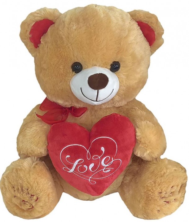 Αρκουδάκι Λούτρινο Καφέ Με Καρδιά 40εκ. Toy Markt 79-501