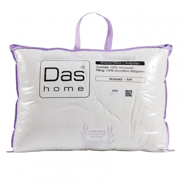 Μαξιλάρι Ύπνου Αρωματικό Lavender 50x70εκ. Polyester Μαλακής Σκληρότητας 1427 Λευκό Das Home