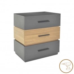 Κομοδίνο Sonlen pakoworld mdf σε sonoma-ανθρακί απόχρωση 60x40x66εκ