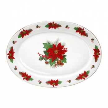 Χριστουγεννιάτικη Πιατέλα Πορσελάνης Οβάλ 38εκ. Poisentia CRYSPO TRIO 06.241.06