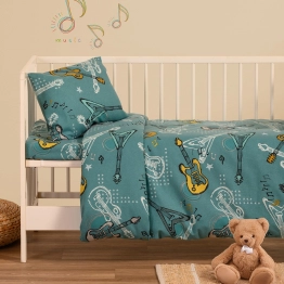 Παπλωματοθήκη Φανελένια Κούνιας 110x160εκ. Music Petrol Winter Line Melinen 20004096