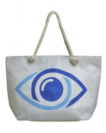 Τσάντα Θαλάσσης Υφασμάτινη Μάτι Λευκή-Μπλε ble 5-42-151-0202