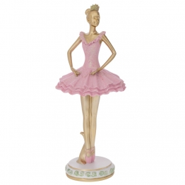 Διακοσμητική Επιτραπέζια Μπαλαρίνα Polyresin Χρυσή-Ροζ iliadis 15x15x37εκ. 91747