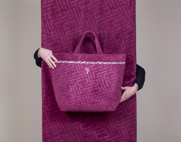 Τσάντα Θαλάσσης Polyester-Poliammide 40x40x68εκ. Feel & Touch Icon Aubergine