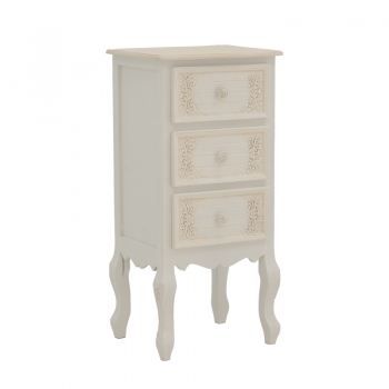 Κομοδίνο Pazlen Inart mdf σε λευκή αντικέ απόχρωση 40x34.5x82εκ