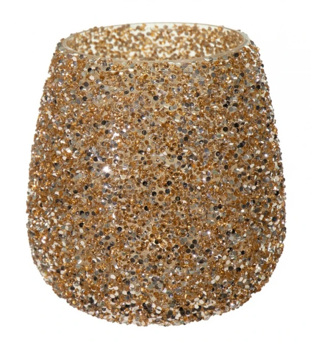 Κηροπήγιο Γυάλινο 9,5x9εκ. Strass Gold Art Et Lumiere 30540