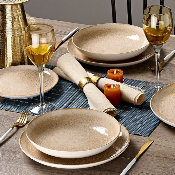 Σερβίτσιο Φαγητού Σετ 20τμχ In-glaze Stoneware Mars Beige-Brown CRYSPO TRIO 25.097.40