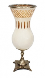 Βάζο Μπρούτζινο-Γυάλινο Κρεμ-Μελί 16,5x42εκ. PAPSHOP BC228