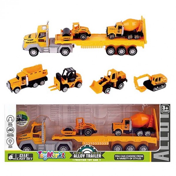 Νταλίκα Μεταλλική Τριβής Friction Με 2 Δομικά Οχήματα Σε Κουτί 30x5x11εκ. Toy Markt 70-2249