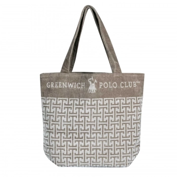 Τσάντα Θαλάσσης Βαμβακερή 55x40εκ. Essential 4006 Γκρι-Taupe Greenwich Polo Club